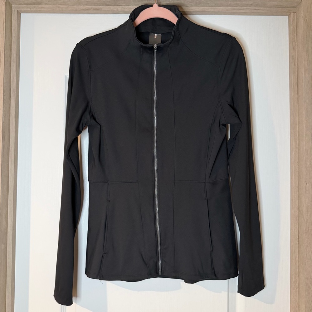 Calia Black Women's Zip-Front Peplum Stretch Jacket Medium - Picture 2 of 6